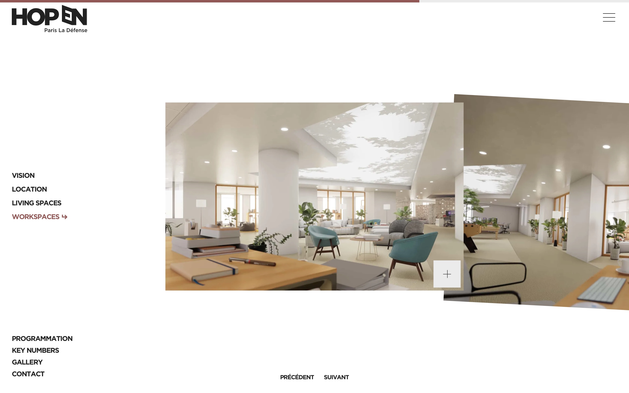 Screenshot of the seventh slide from the Workspace page, featuring various workspace areas such as offices, meeting rooms, and more