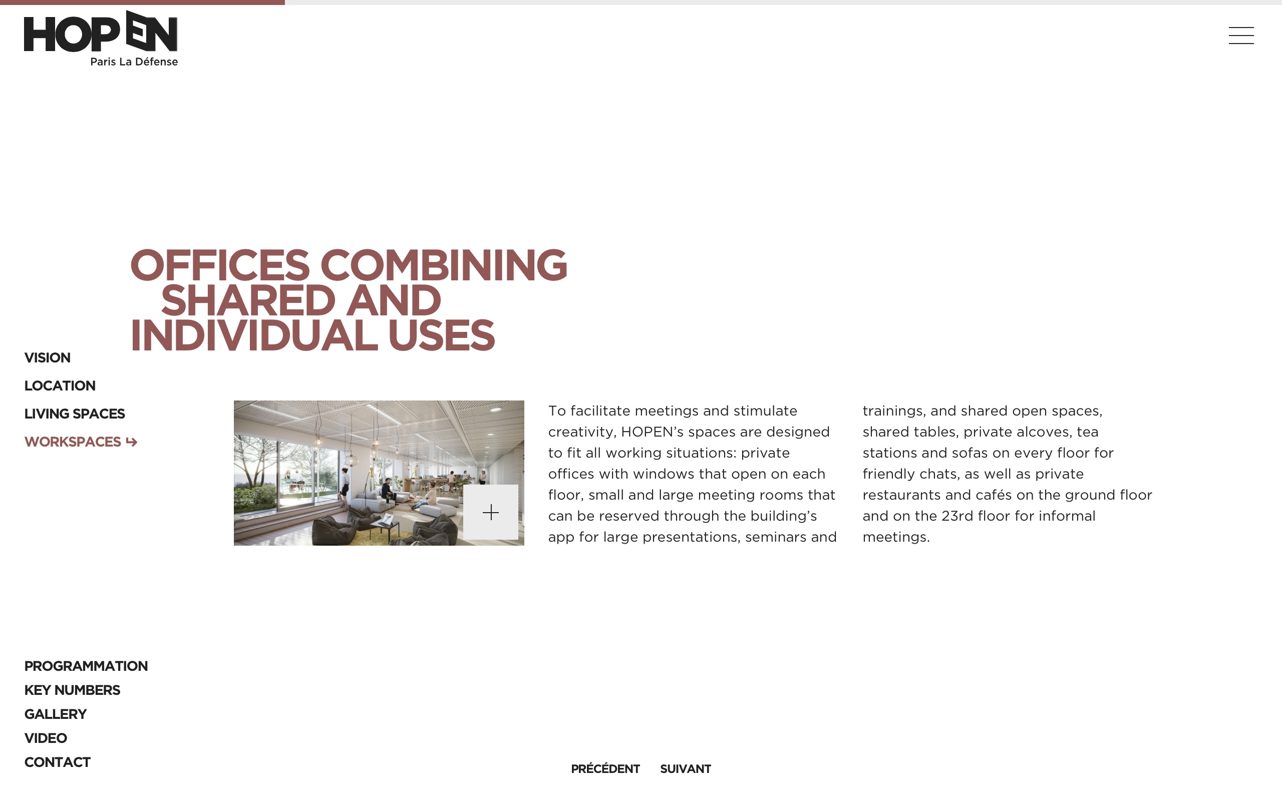 Screenshot of the third slide from the Workspace page, showcasing the diversity of workspace options offered to clients of the HOPEN project