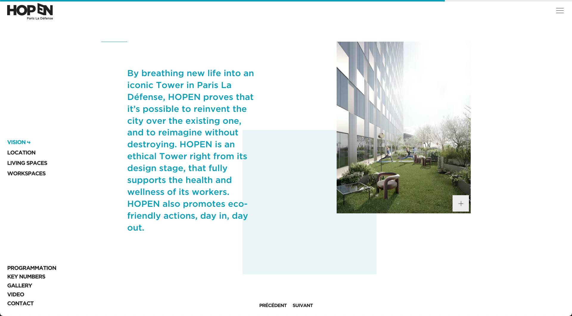 Screenshot of the eighth slide from the Vision page on the website, highlighting the environmental benefits and consideration for the well-being of potential collaborators in the HOPEN project