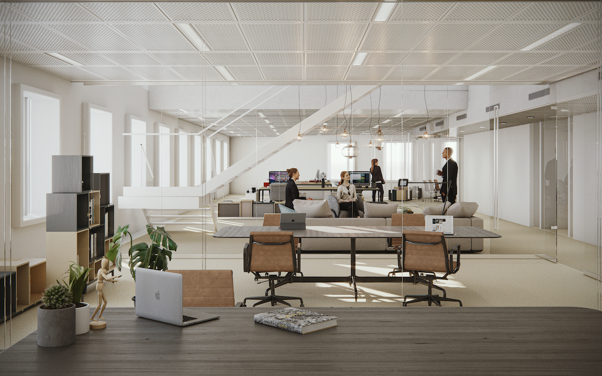 View of a floor dedicated to meeting rooms