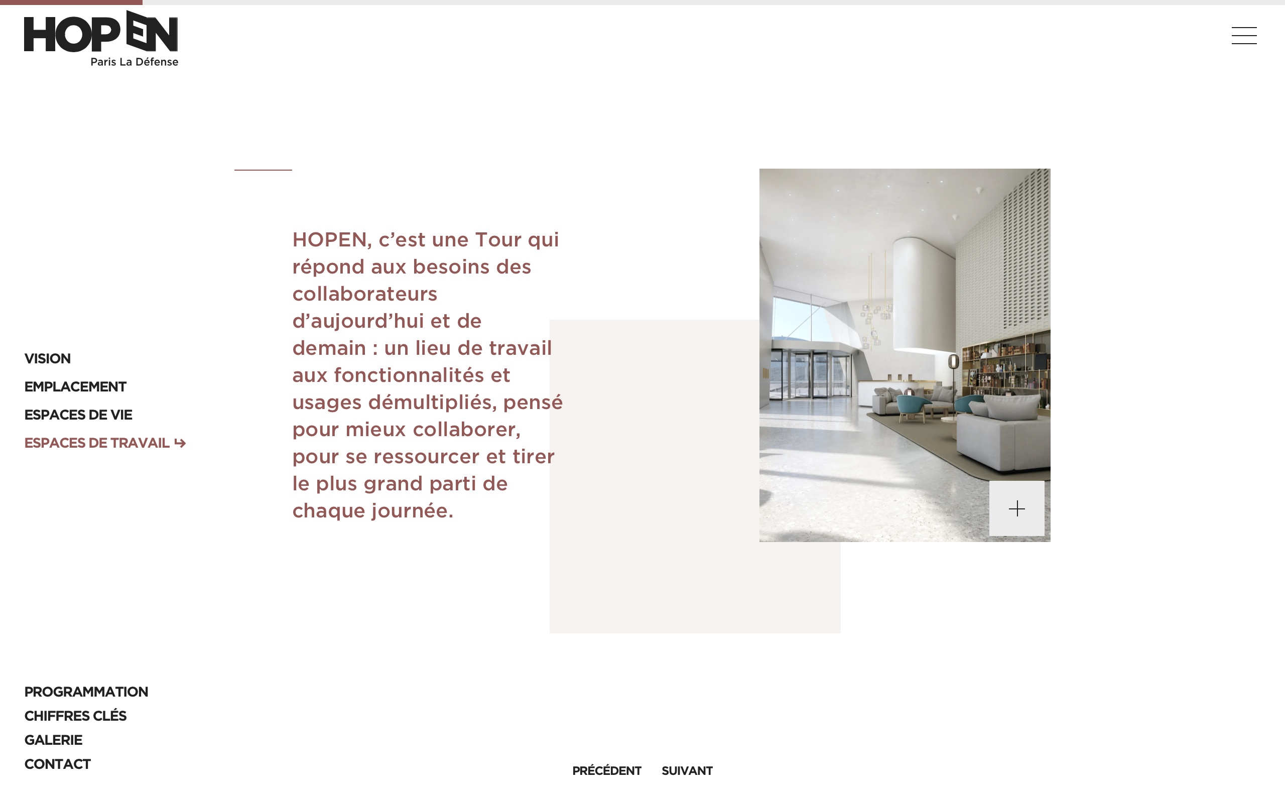 Capture d'écran de la seconde diapositive de la page Espace de travail, mettant en avant les avantages et les possibilités du travail collaboratif au sein du projet HOPEN