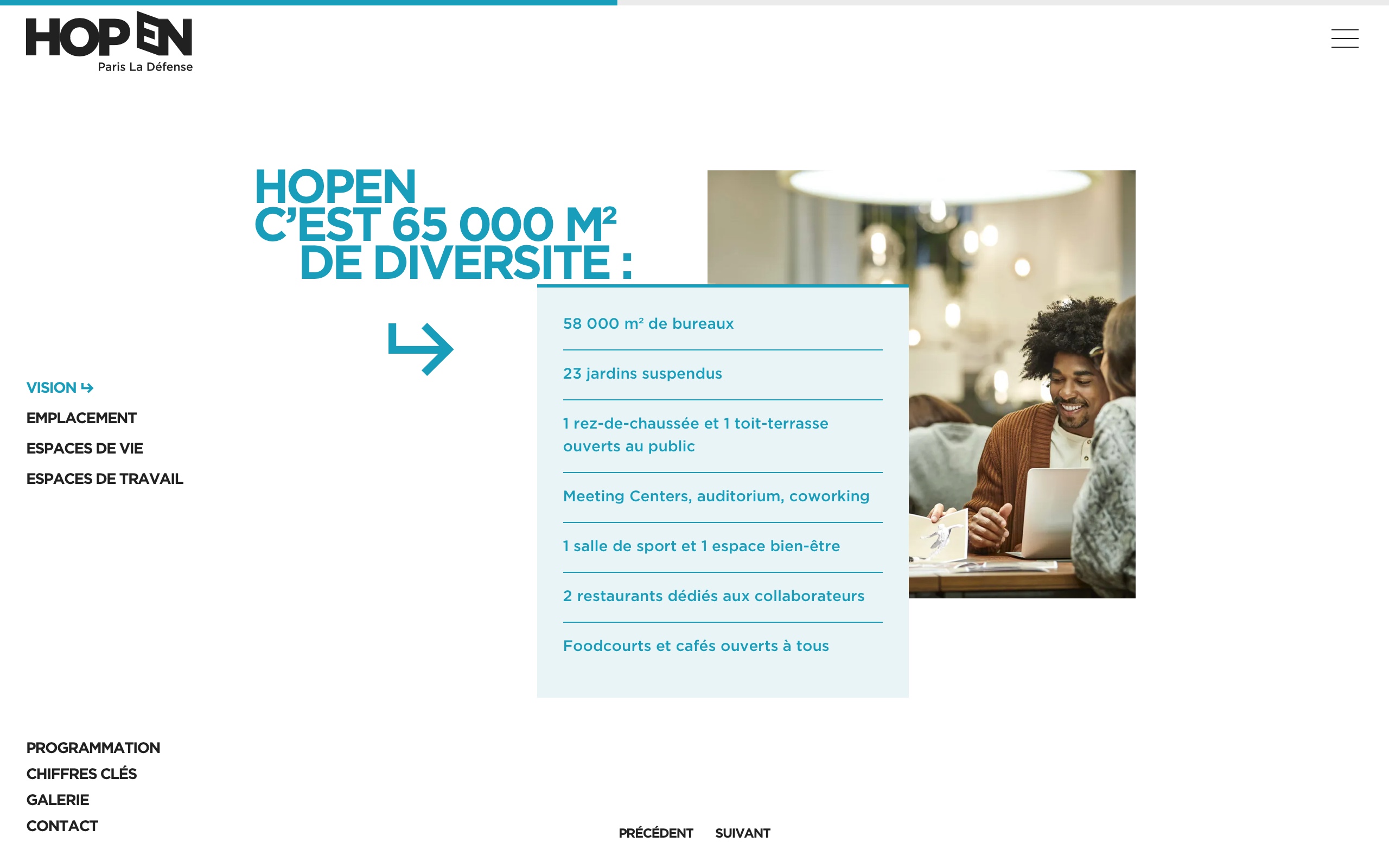 Capture d'écran de la cinquième diapositive de la page Vision du site, illustrant la diversité du projet HOPEN