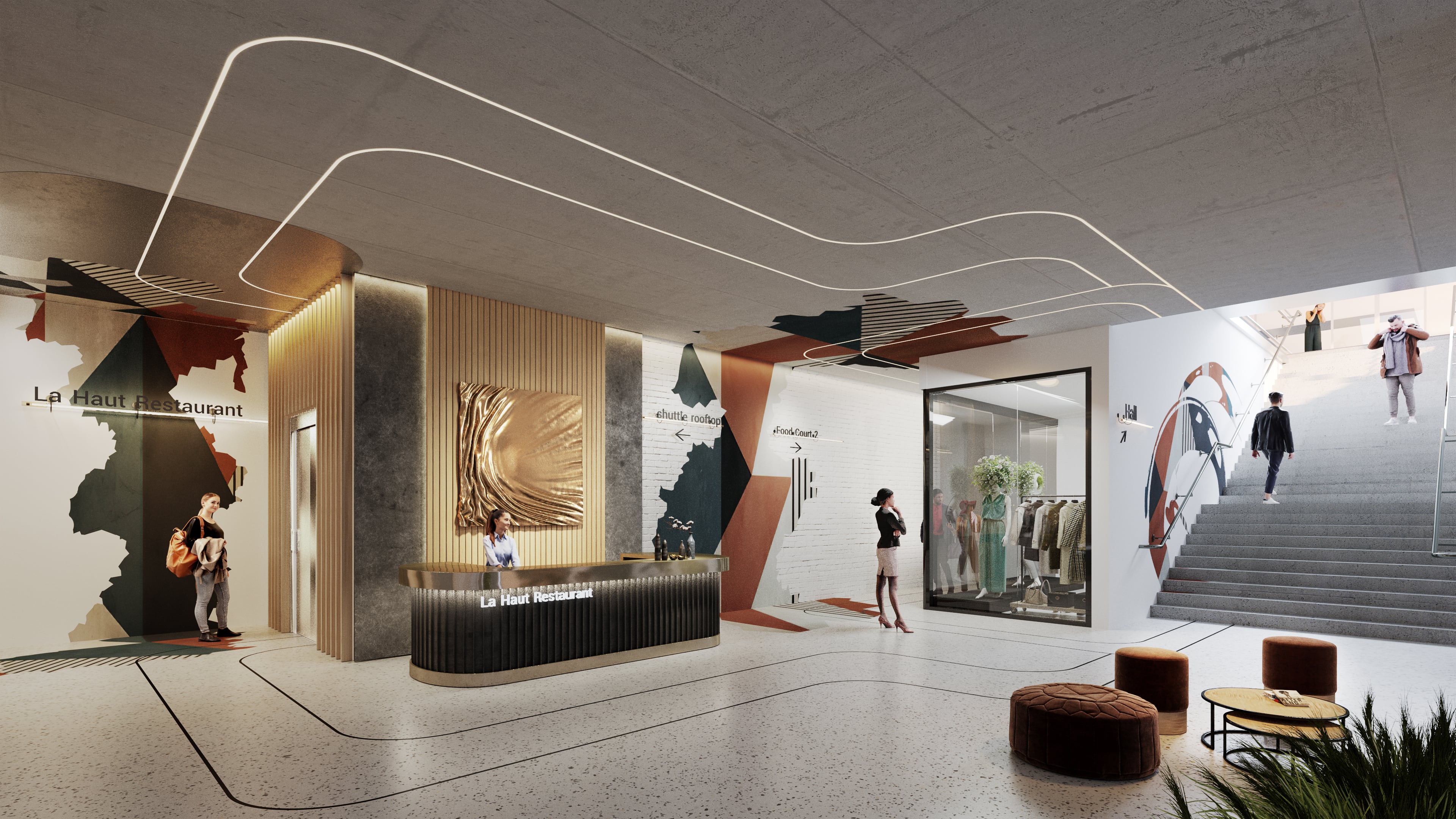 Vue de la tour HOPEN qui permet d'accéder au rooftop