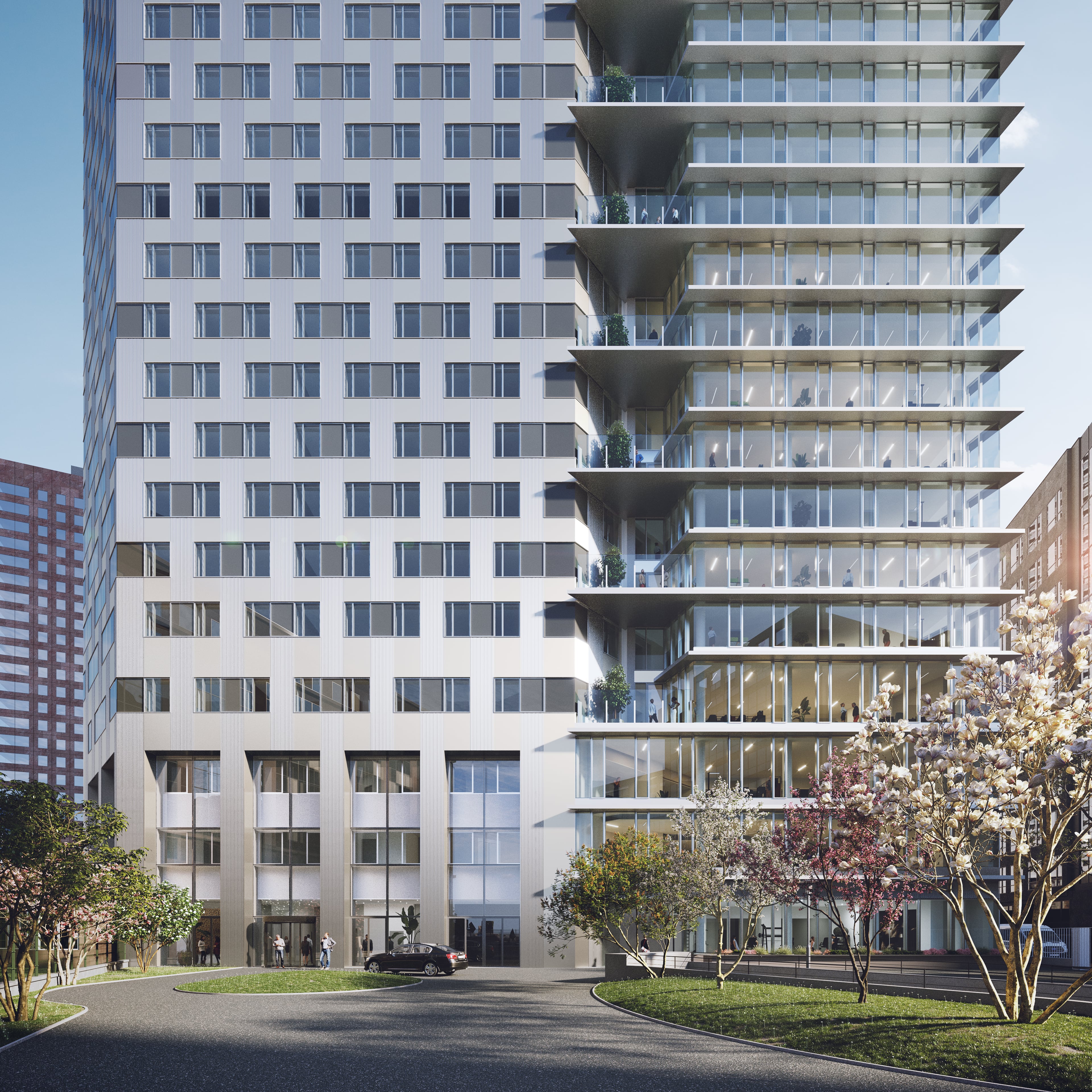 Emplacement où les taxis déposent les clients de la tour