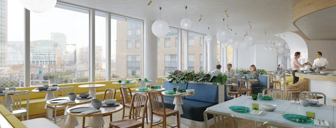 View from the employee-exclusive restaurant, located on the ground floor, upper ground floor