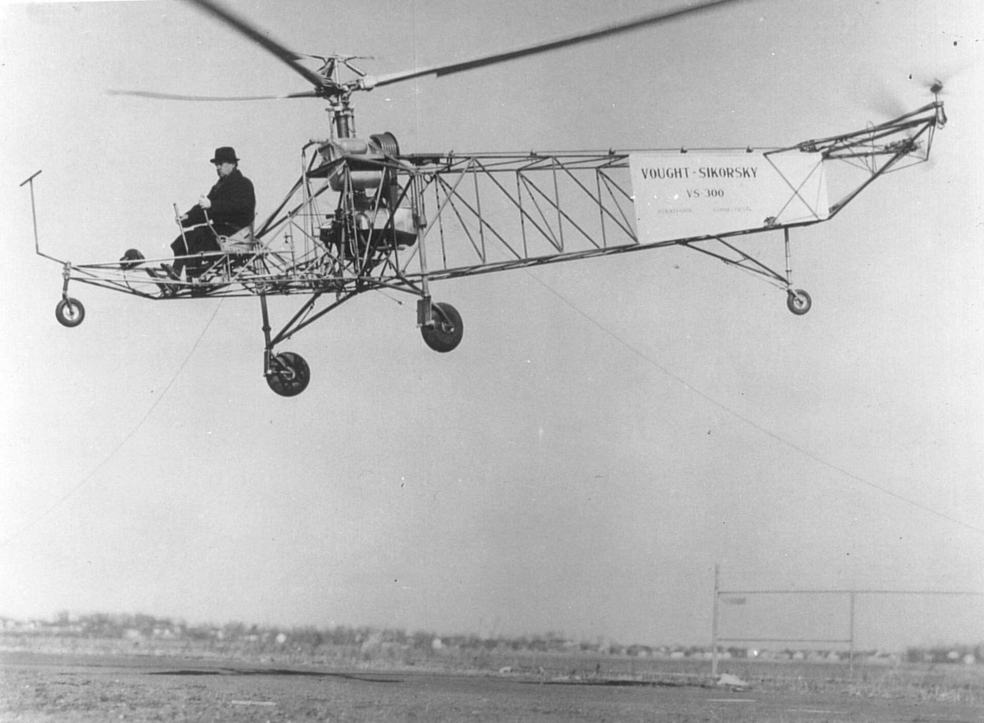 Facts about helicopters - Igor Sikorsky pilots the VS-300 in Stratford, Conn., 1939 (Ctpost)