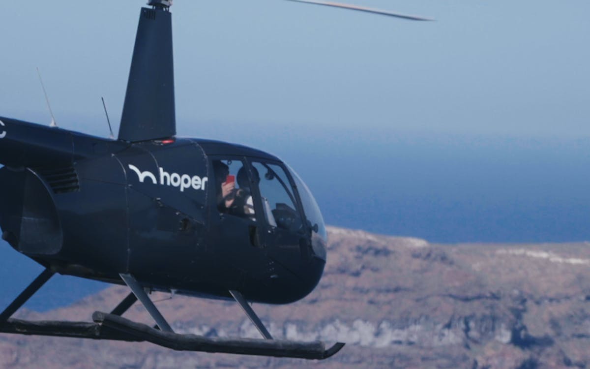 Helicopter Over Santorini