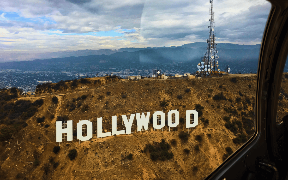 Hollywood Sign from Inside the Helicopter