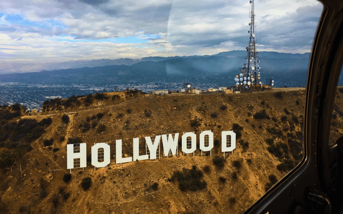Hollywood Sign from Inside the Helicopter