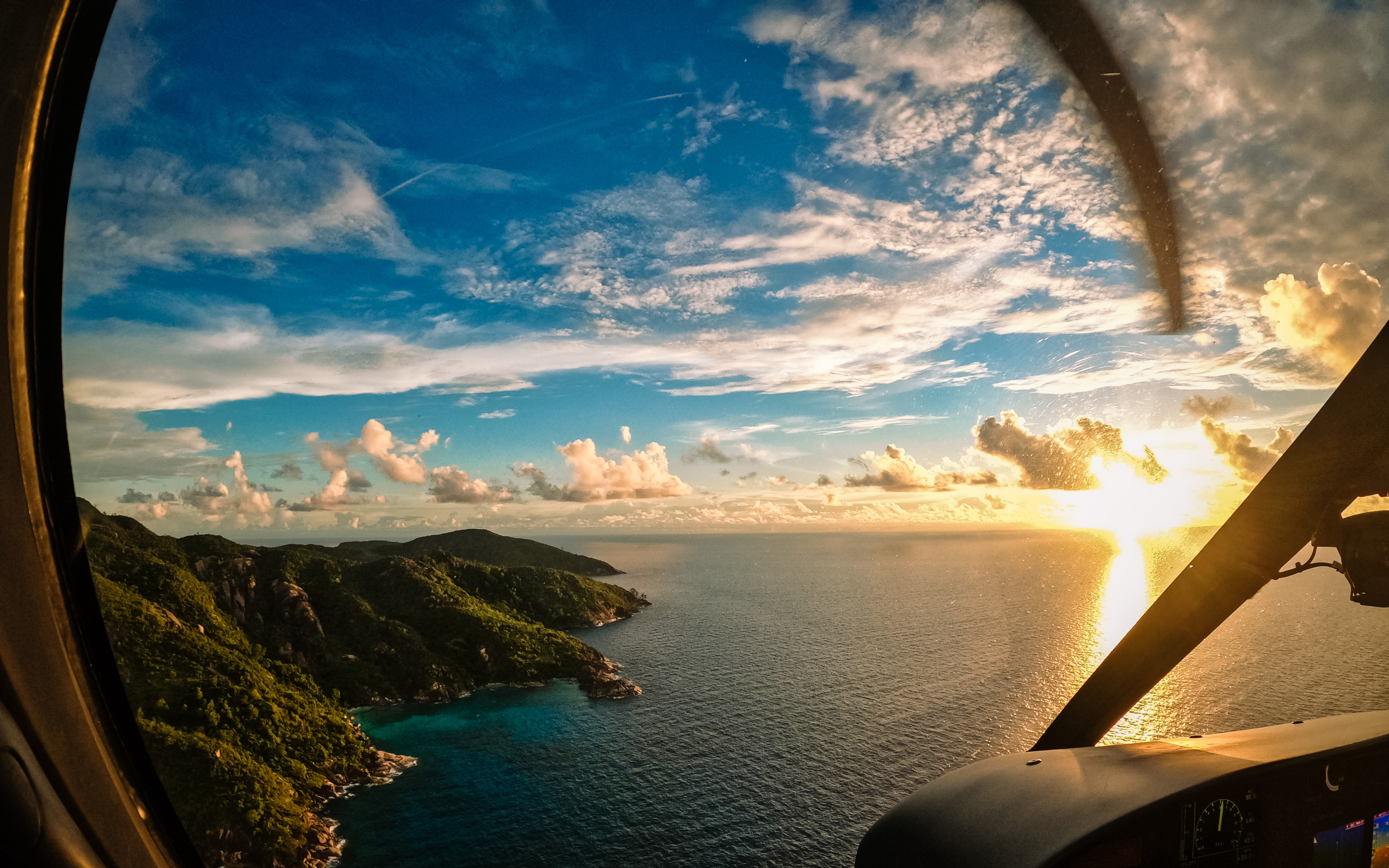 View from a helicopter over Seychelles 