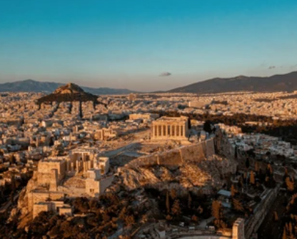 Acropolis and Parthenon as shown from above