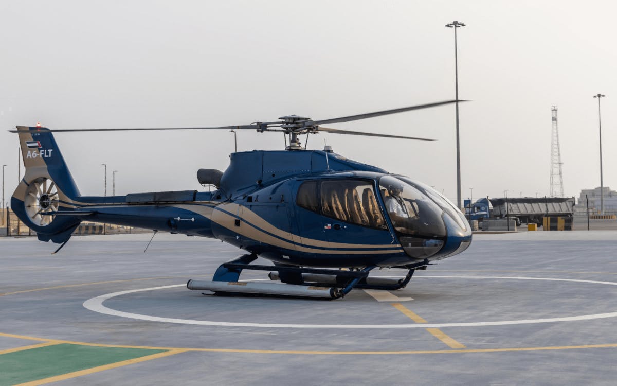 Helicopter landed in heliport