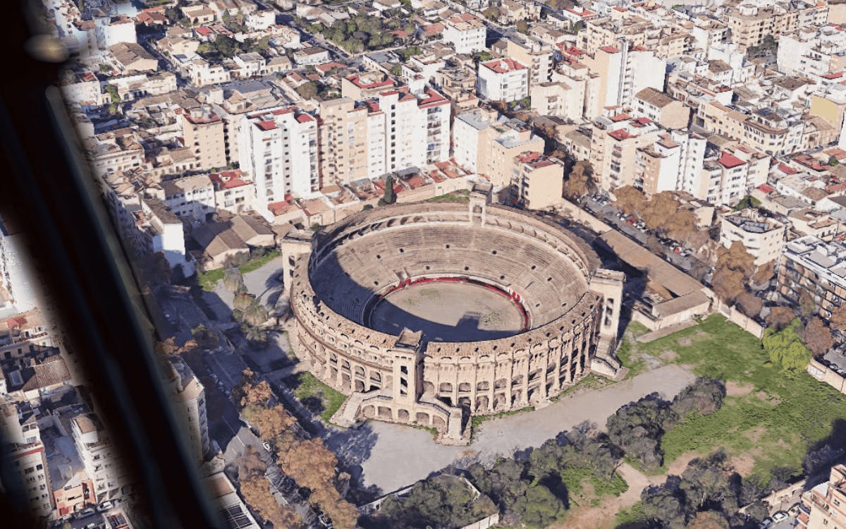 Coliseum and City Districts of Mallorca from above