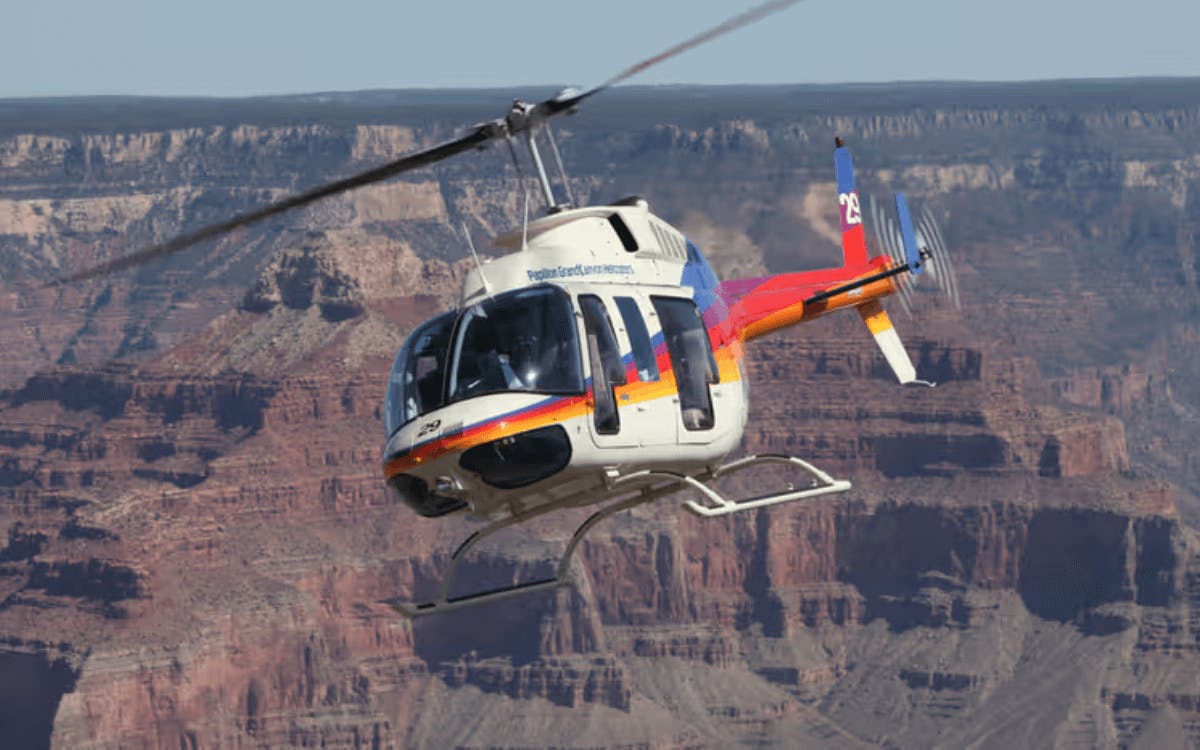 Helicopter in the air in Grand Canyon