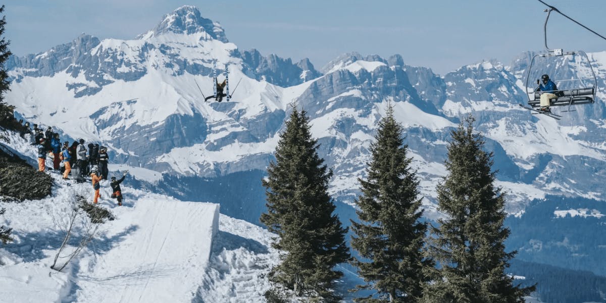 Megève ski resort village in winter