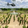 Helicopter flying over Chateau de Versailles