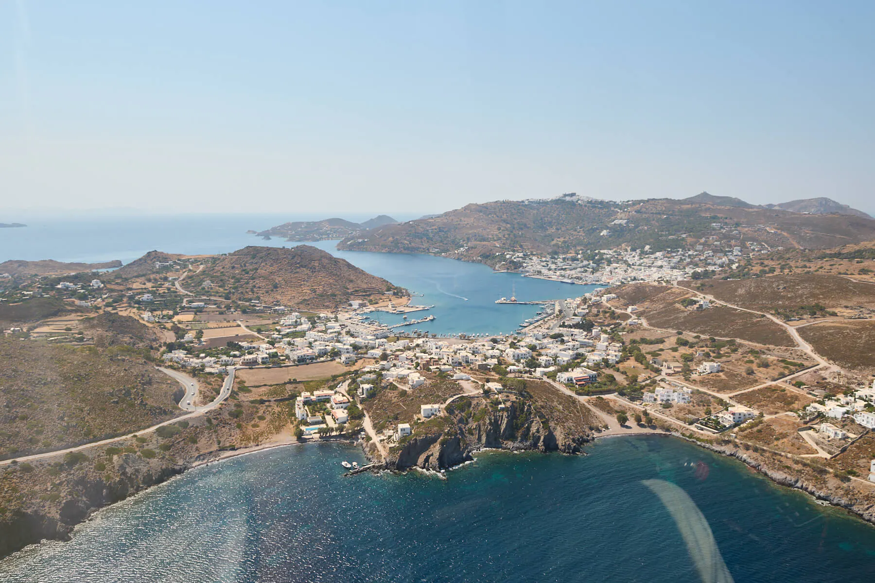 hoper - Patmos from above. From Inside the helicopter view