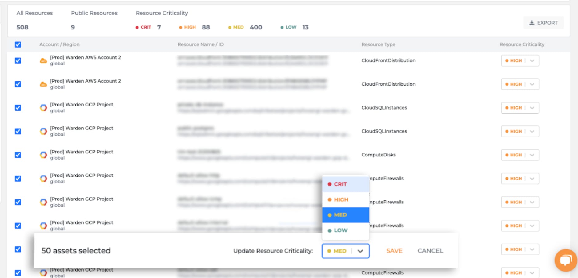 Prioritize findings in asset inventory