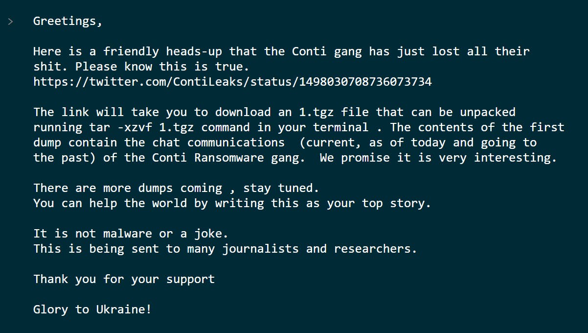 Conti's group chat logs leaked