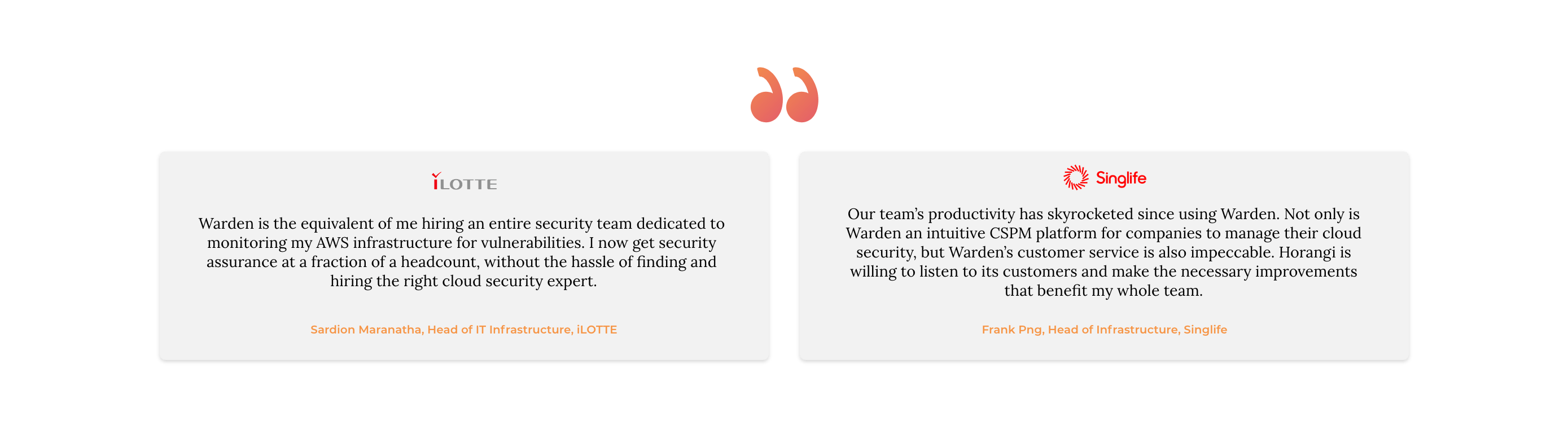 ilotte and singlife testimonials for warden