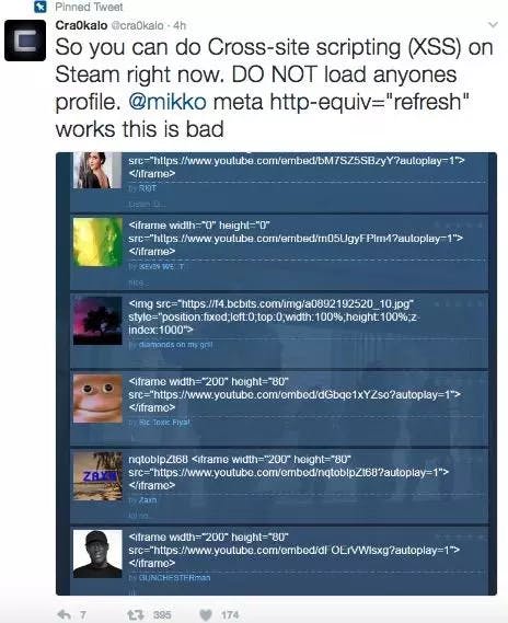 XSS Steam Profile Hack