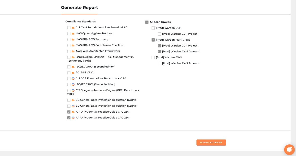 APRA Compliance report in Warden