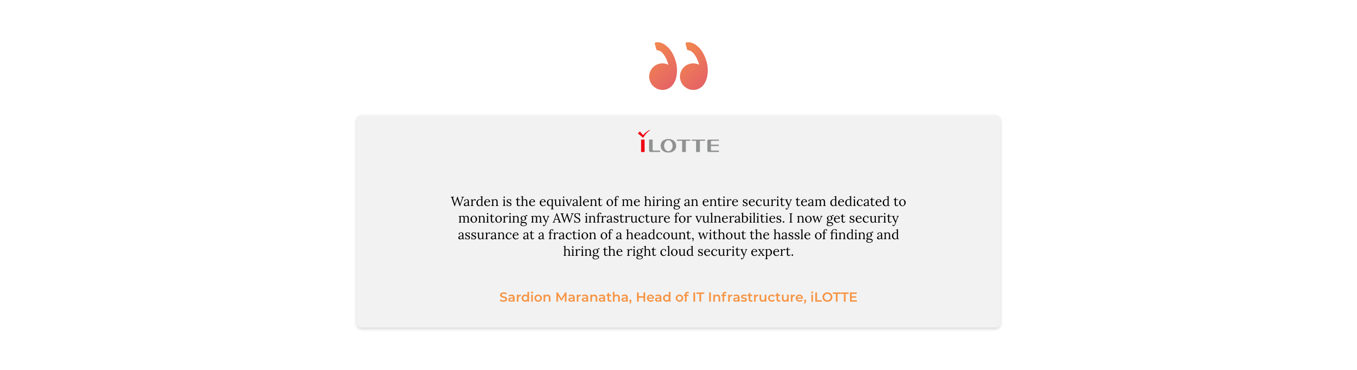 iLotte Horangi Warden testimonial