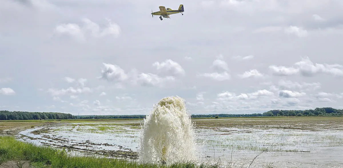 A farmer flying during a replant in Leflore County, MS.