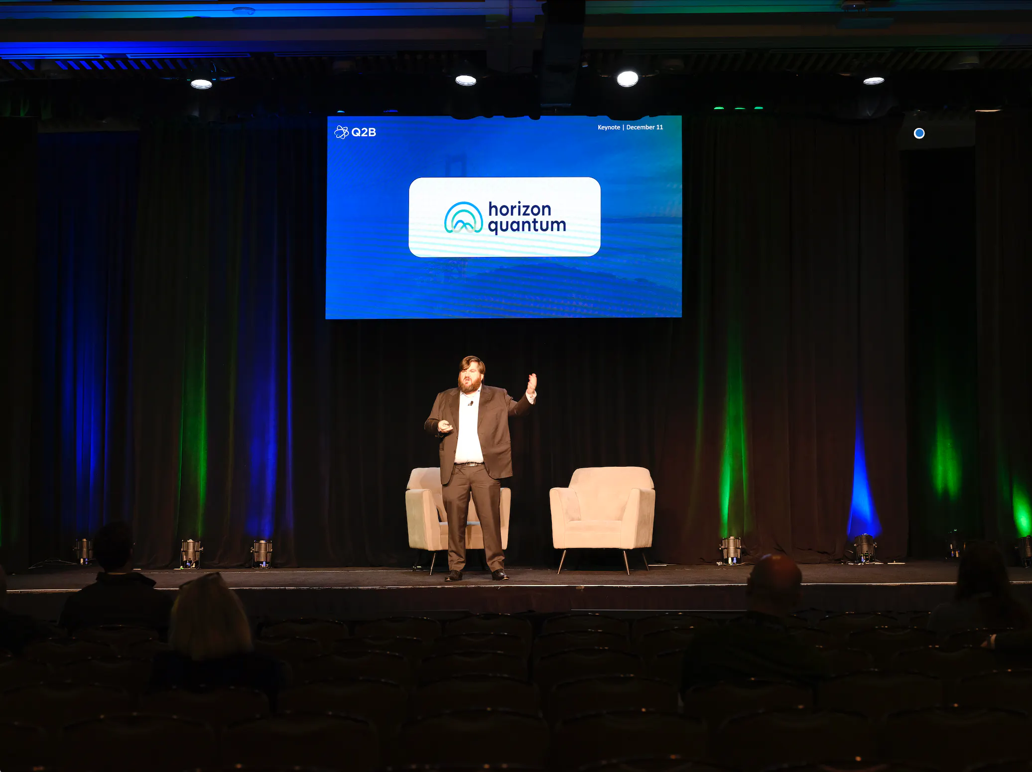 Dr Joe Fitzsimons onstage at Q2B 2024