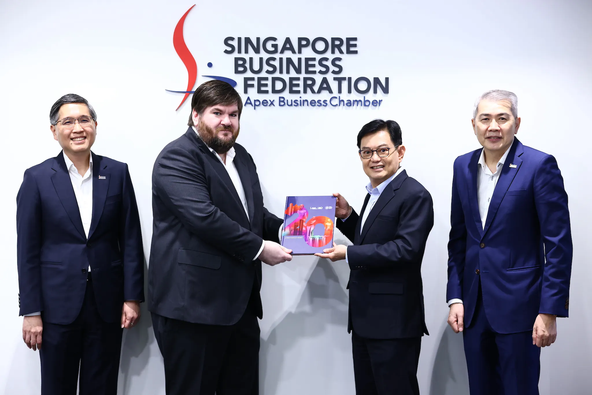 Dr Joe Fitzsimons alongside Deputy Prime Minister Mr Heng Swee Keat and others at the launch of 20 Conversations