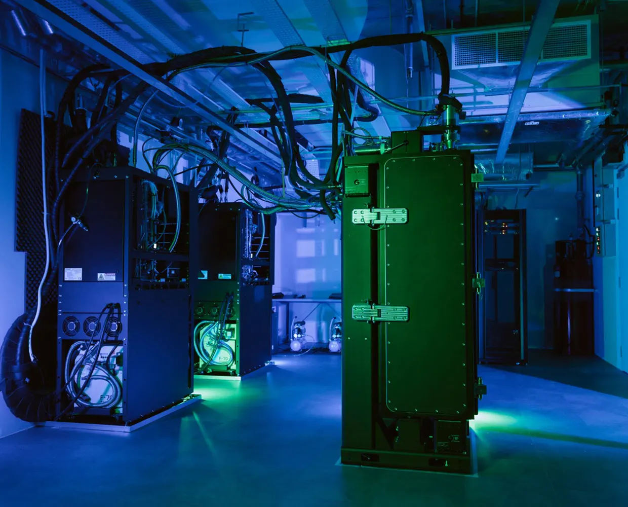 Horizon's hardware testbed with a Maybell Big Fridge shown in green and blue lighting