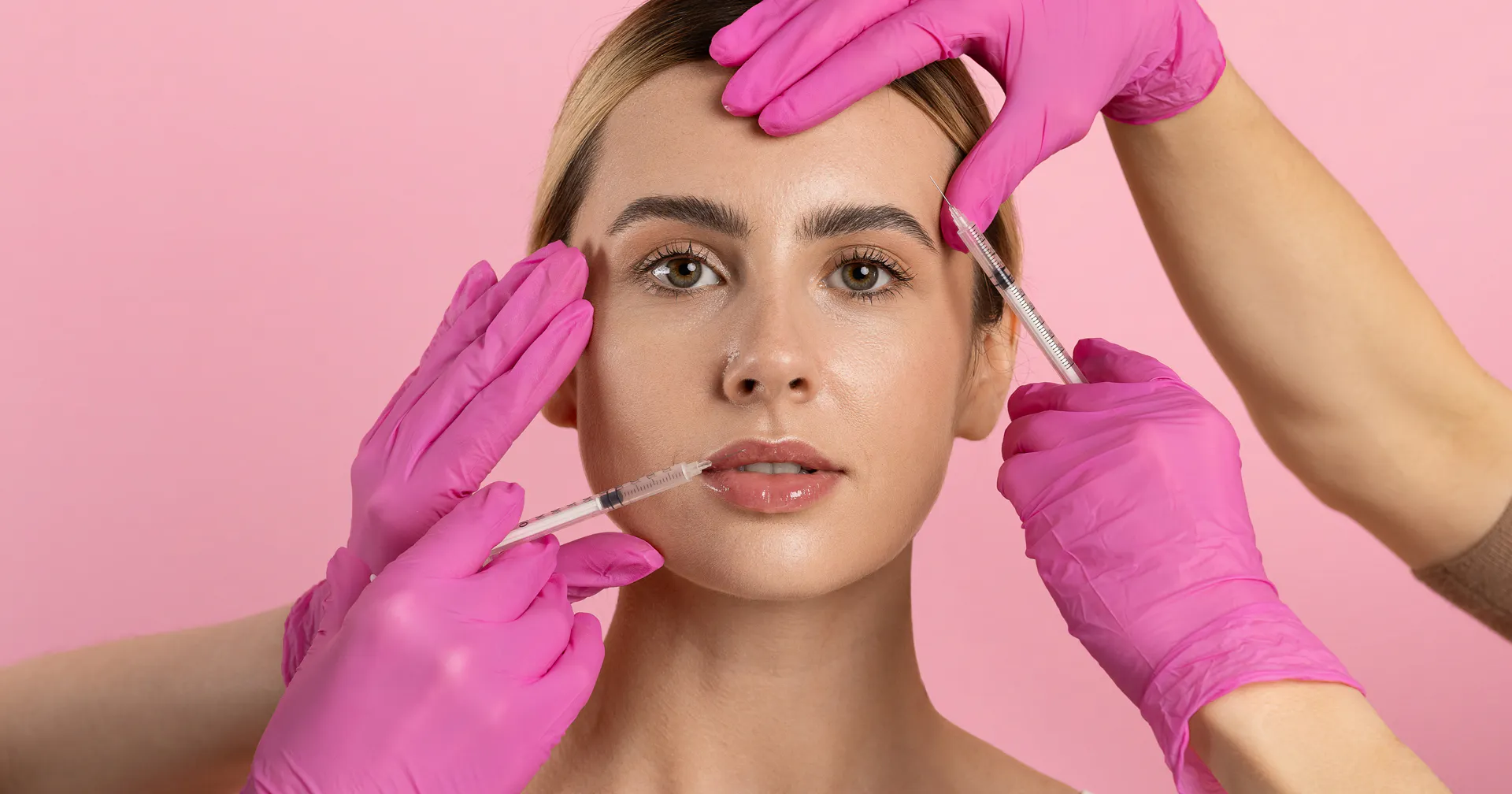 Woman having multiple aesthetic injections