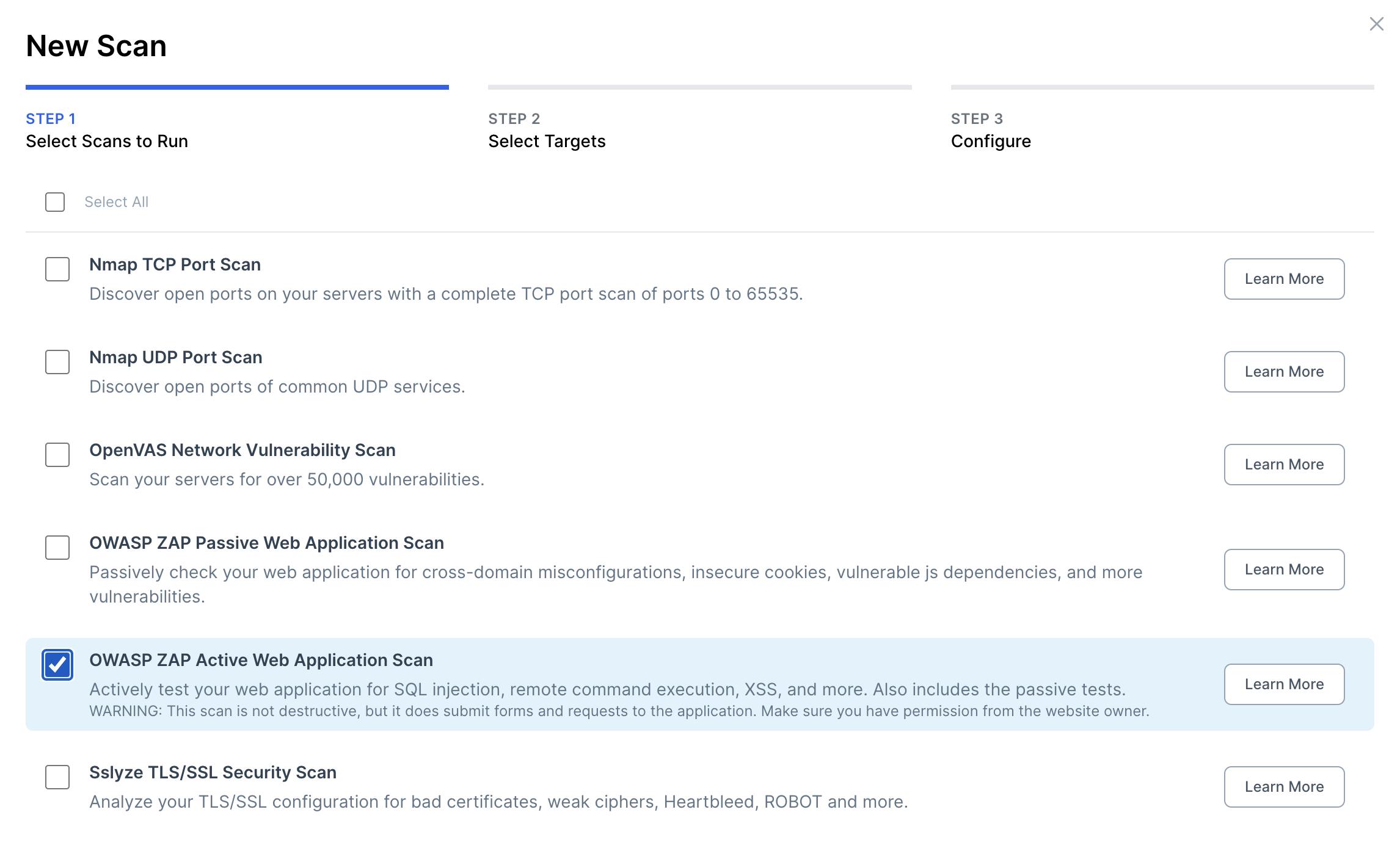 Select "OWASP ZAP Active Web Application Scan"