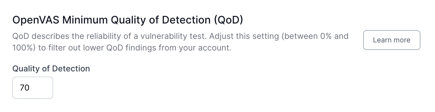 OpenVAS QoD Scanner Setting