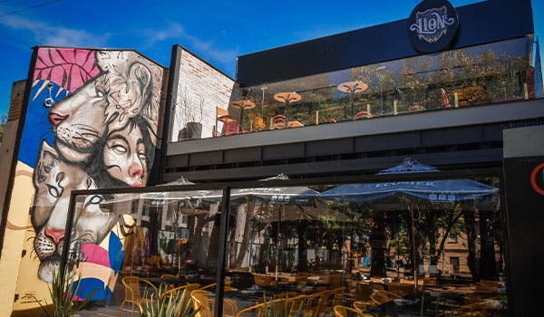 Área externa de pub lion