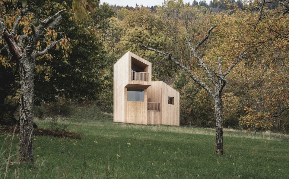 Fjell Hytte, chambre bois sur 2 étages, pouvant accueillir 4 personnes, à l'hôtel 48°Nord à Breitenbach en Alsace