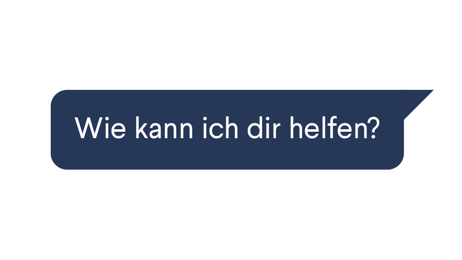 Sprechblase mit Wie kann ich dir helfen