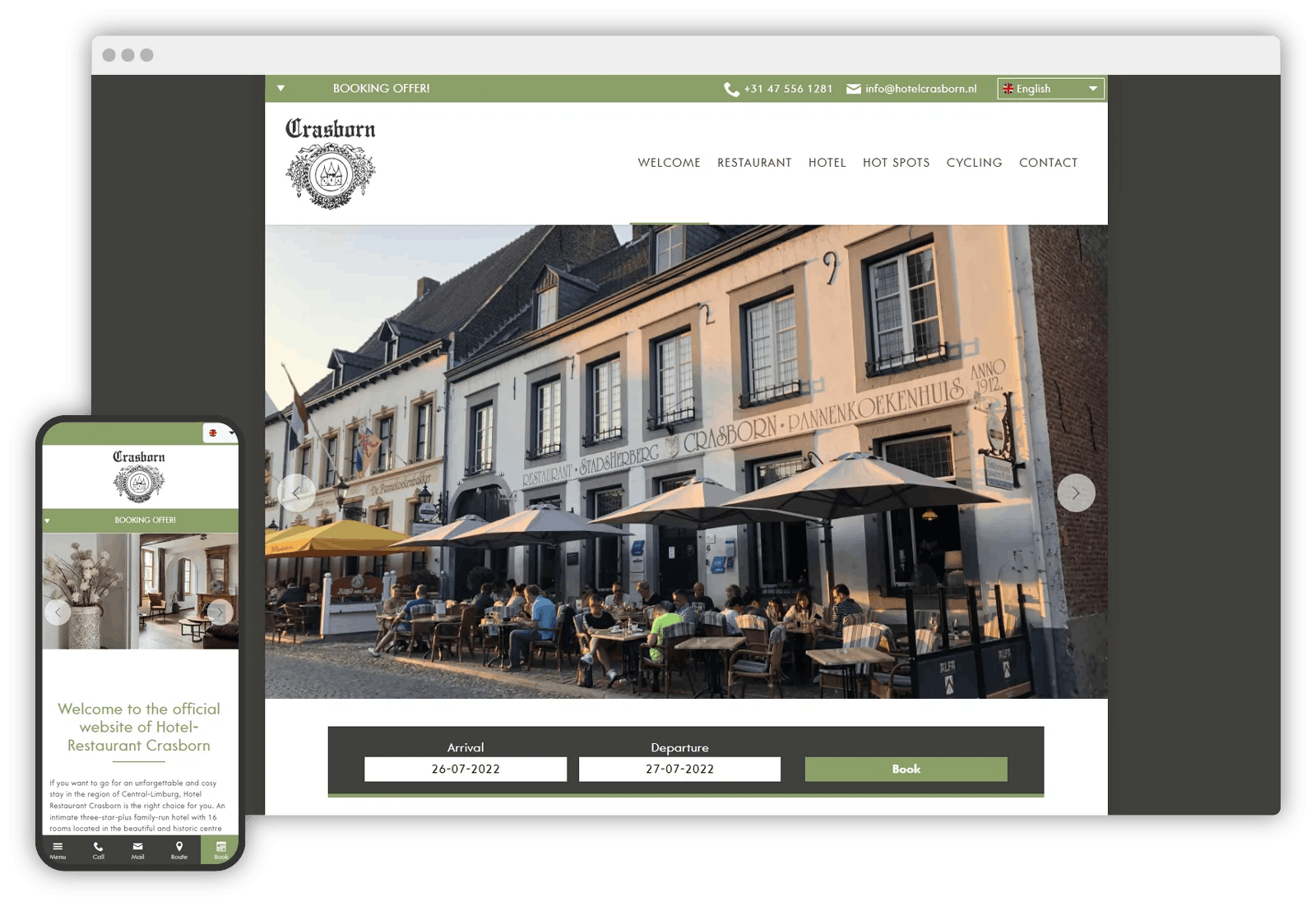 Champagne template example on mobile and desktop