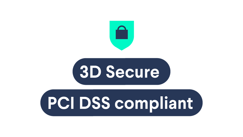 Icon for 3D Secure and PCI DSS compliant