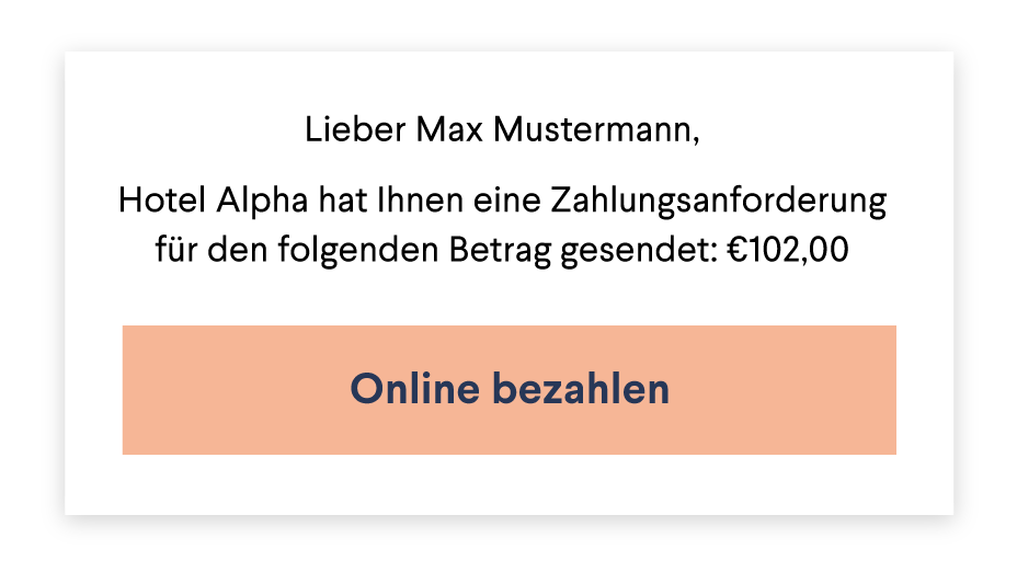 Zahlungsanforderungsnachricht mit Schaltfläche zum Online-Bezahlen