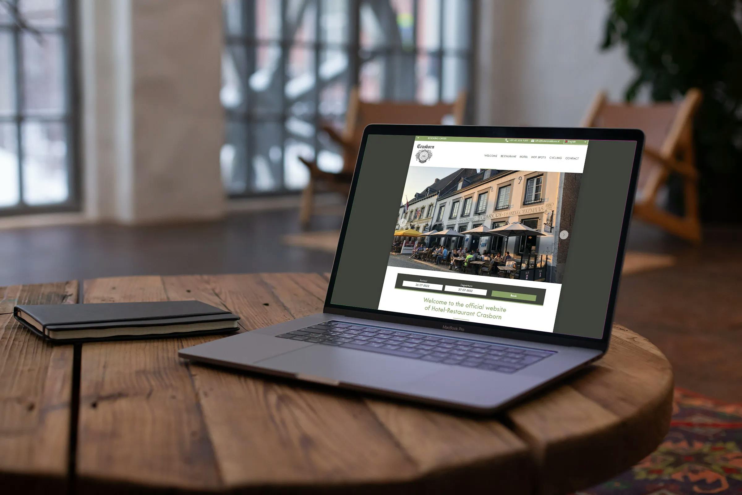 Champagne template example on a laptop