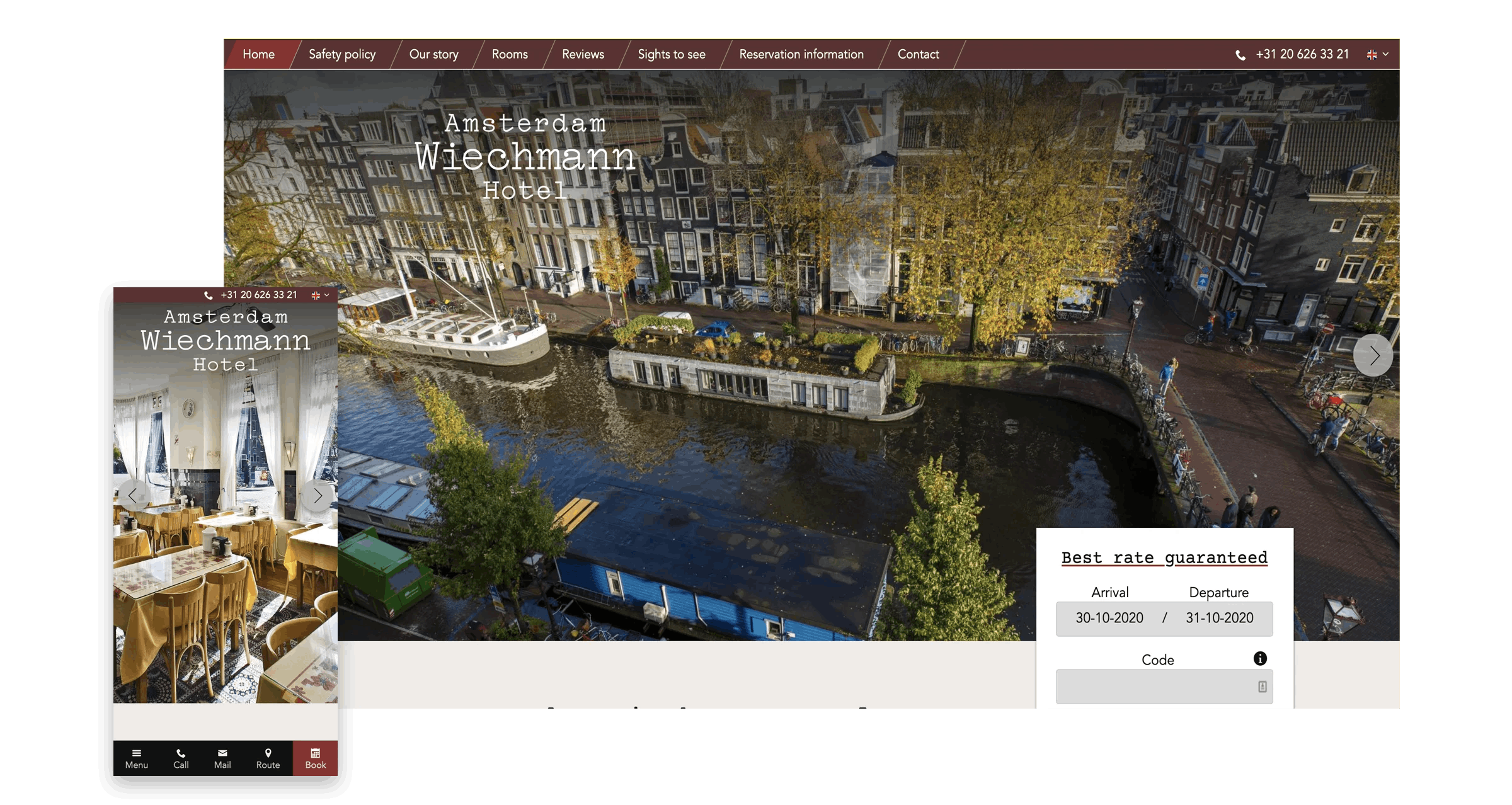 Foyer Responsive Hotel Website Template Hotel Wiechmann Amsterdam