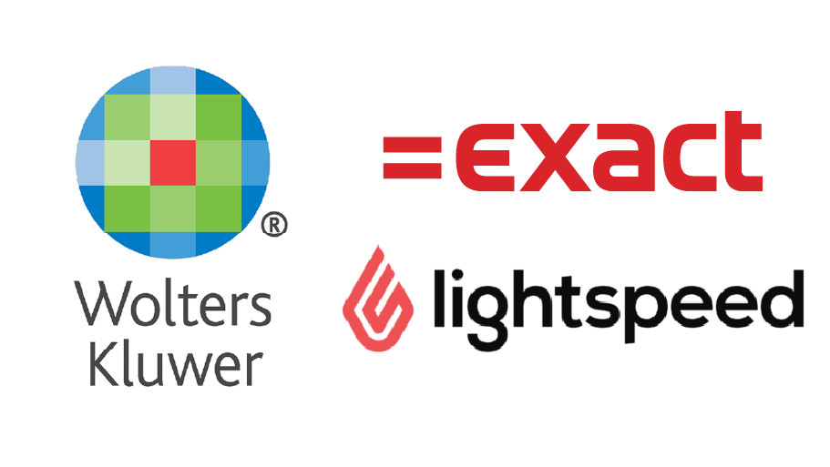 Logos of Wolters Kluwer, Exact and Lightspeed