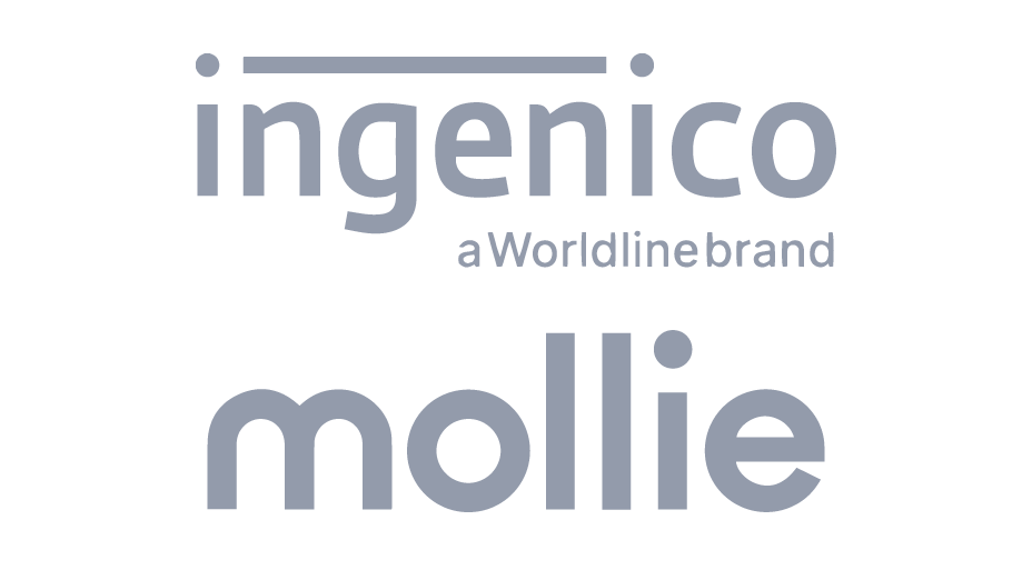 Gray tone logos of Ingenico and Mollie