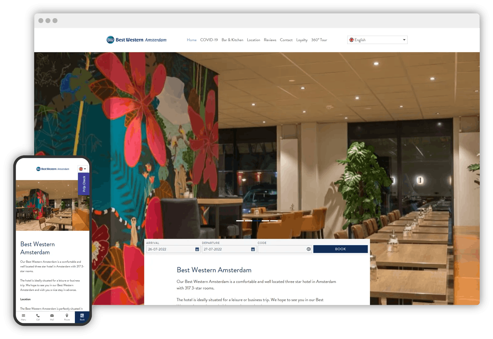 Concierge template example on mobile and desktop