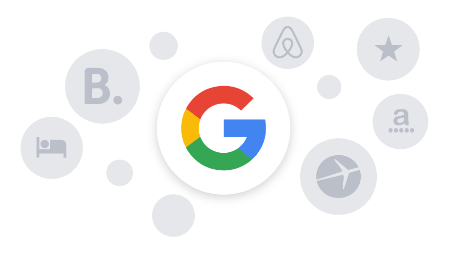 Logos of Google, Booking.com, Airbnb, Expedia, Agoda and others