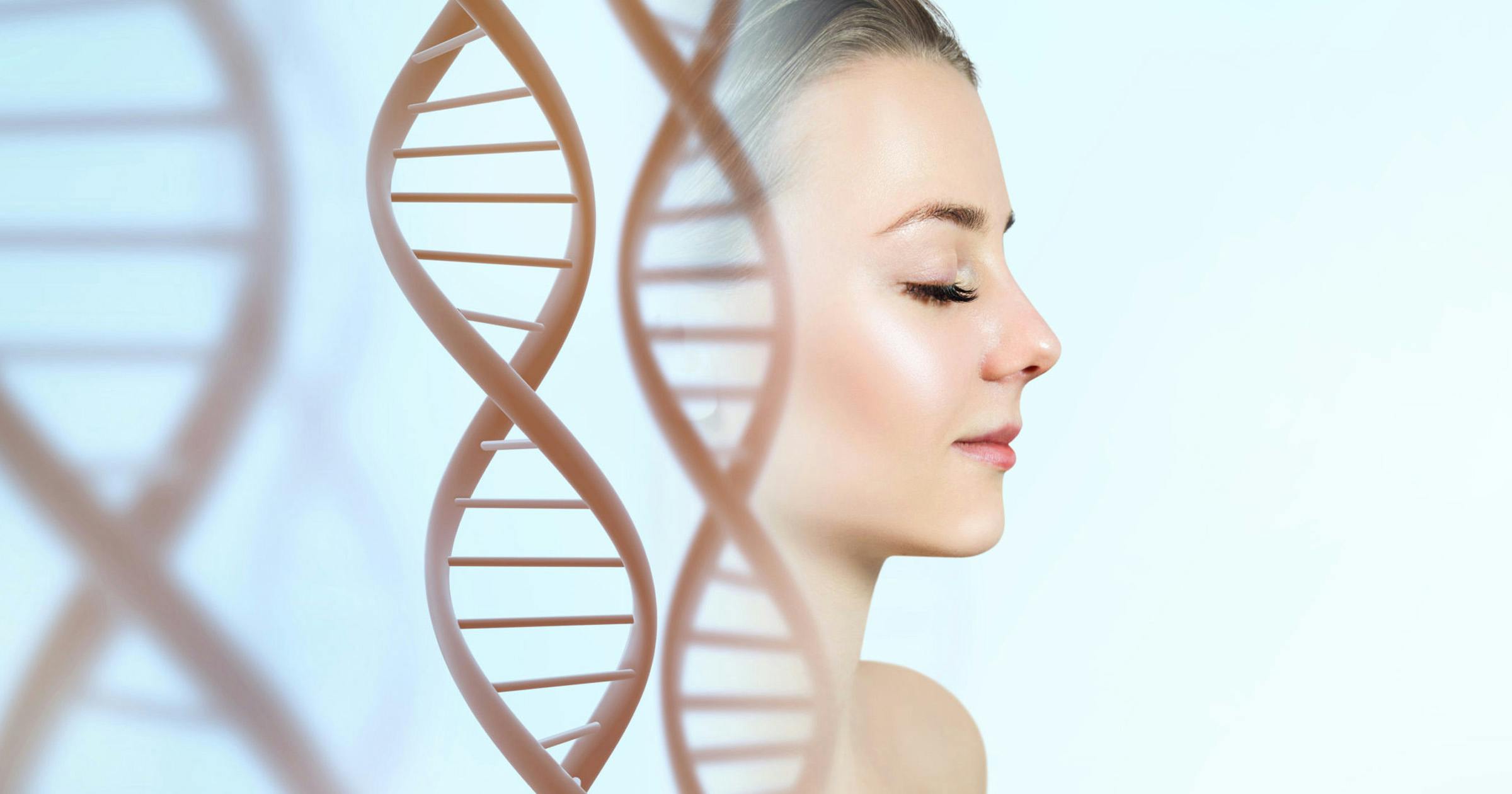 DNA strands and woman's side profile denoting regenerative medicine