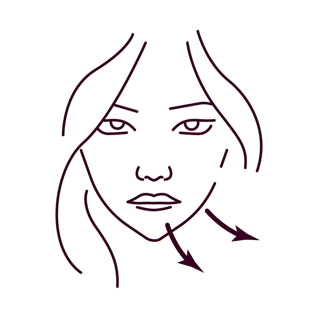 Jaw filler dissolving treatment icon