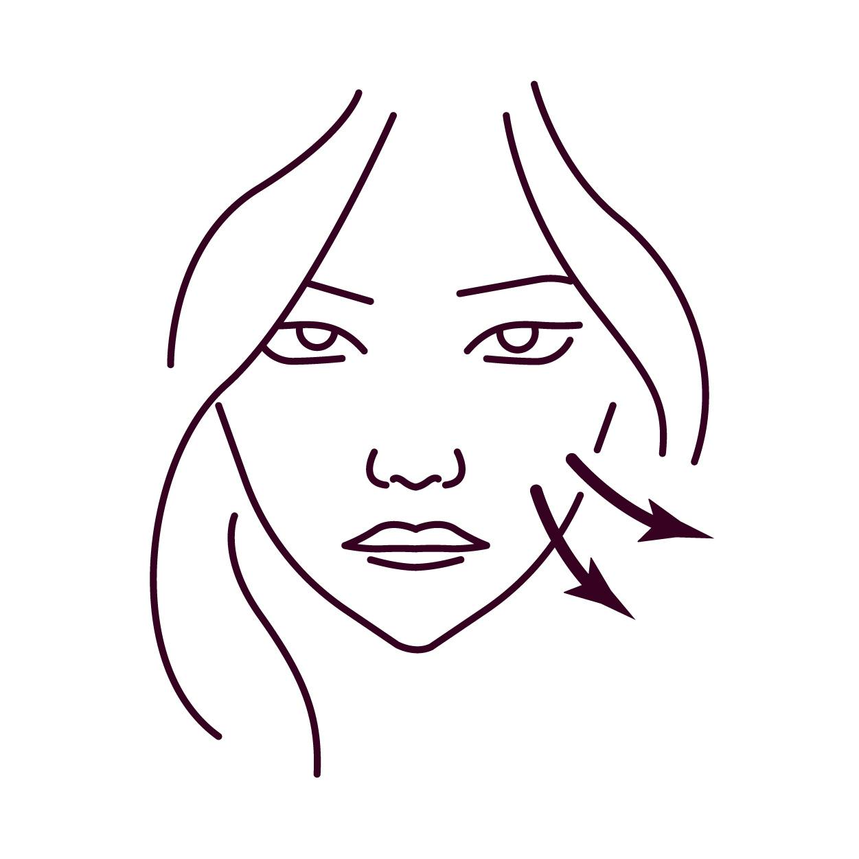 Cheek filler dissolving treatment icon