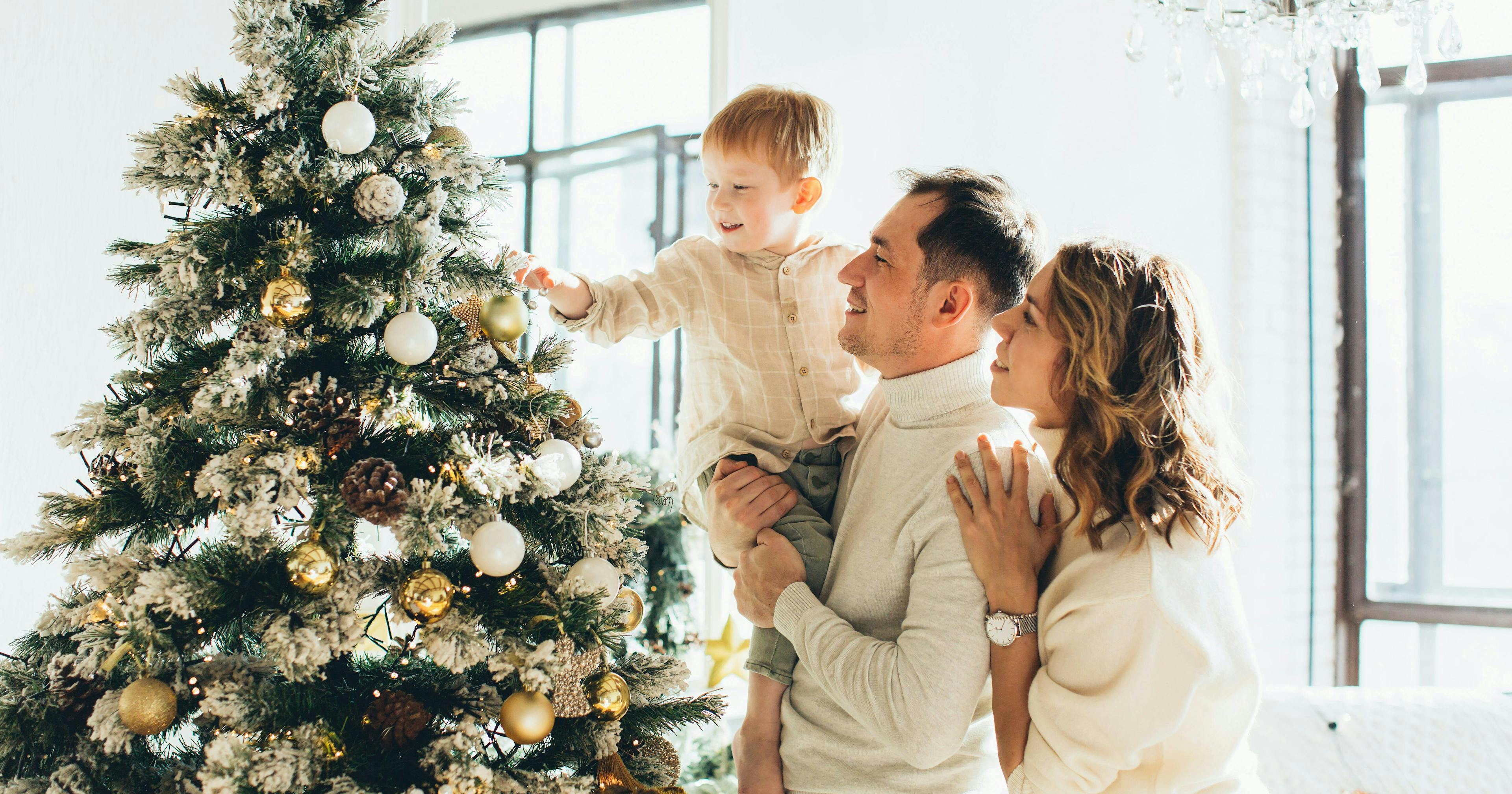 Christmas Skin Care happy family with glowing skin